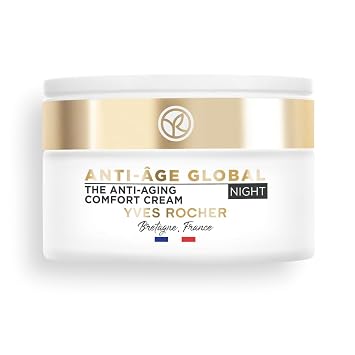 Yves Rocher Age Global Anti-Aging Comfort Night Cream, Botanical Nectar Face Cream for Mature Skin, Smooths Wrinkles & Restores Radiance, 1.7 fl oz