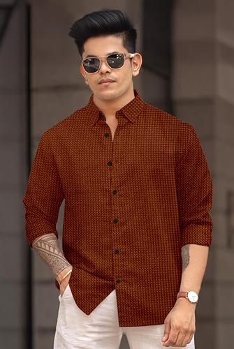 Image of Men's Casual Regular Fit Full Sleeve Collared Shirt, Stylish Fashion Wear