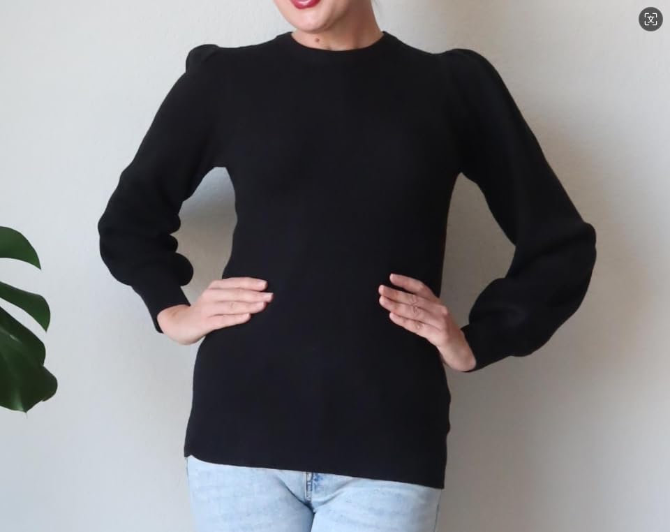 Image of Zeagoo Womens Sweaters Fall 2026 Dressy Casual Long Sleeve Shirts Ribbed Knit Winter Outfits Puff Pullover Jumper Tops