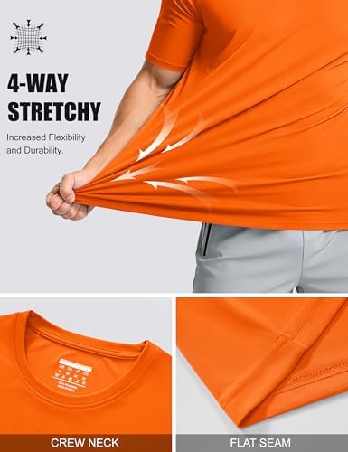 MAGCOMSEN Men's Short Sleeve UPF 50+ T-Shirt Quick Dry Workout Athletic Running Swim Tops Tee Rash Guard Performance Shirts