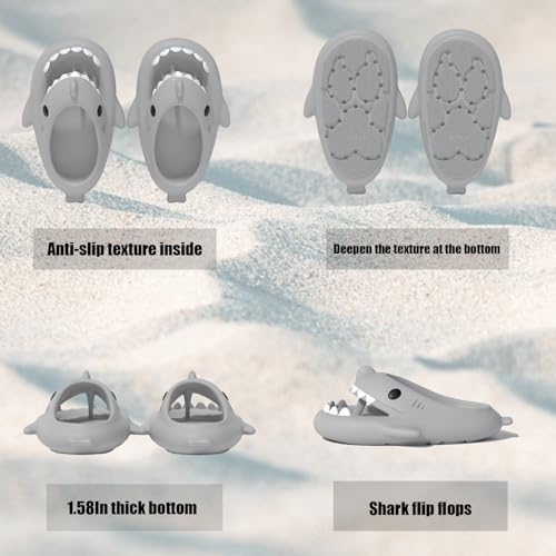 Shark Flip Flops For Women Men, Shark Slides, Cute Shark Cloud Slippers Sandals Shoes Adult2
