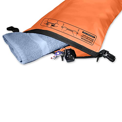 EcoGear FX Voyager Waterproof Dry Bag: Heavy Duty Roll Top Dry Sack Perfect for Kayaking, Paddle Boarding, Beach, Rafting, Boating, Hiking, Camping and Fishing with Waterproof Phone Case (Orange, 20L) — view 3