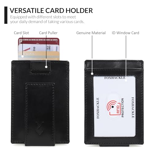 FOXHACKLE Slim Minimalist Leather Wallet with Magnetic Money Clip Front Pocket Credit Card Holder for Men and Women4