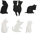 6 Stück hitzebeständige Silikon-Teebeutel-Clips, Cartoon-Katzenform, wiederverwendbare Halter für Taschen, Getränke, Marker, Lebensmittel, Tee, Zubehör (Schwarz-Weiß)