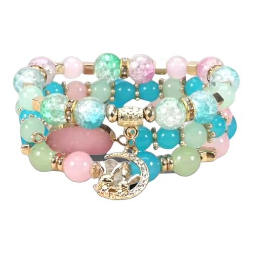 Image of ROYAL NEEDS Fashionable Beaded Multilayer Bracelets for girls and women's. Multicolor flexible crystal Bohemian Stackable Bracelets for women's