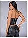 Floerns Women's PU Leather Cut Out Lace Up Corset Zipper Cropped Club Halter Top Black Medium