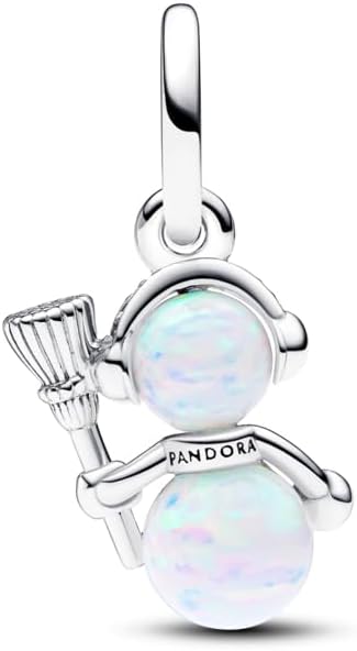 PANDORA Moments Opalescent Snowman Dangle Charm - Sterling Silver Charm with Man-Made Opal - Jewelry for Women - Includes Gift Box - Image 2