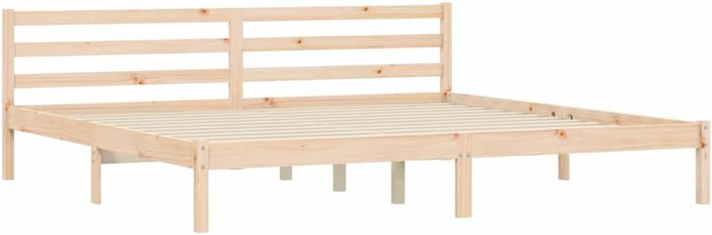vidaXL Bed Frame Natural 82.09 x 78.15 x 27.36 in Solid Pine Wood, Chic Bedroom Set, Trendy Bed Frame, Sturdy Wood, Sleek Minimalist Style, Tough Furniture for City Life