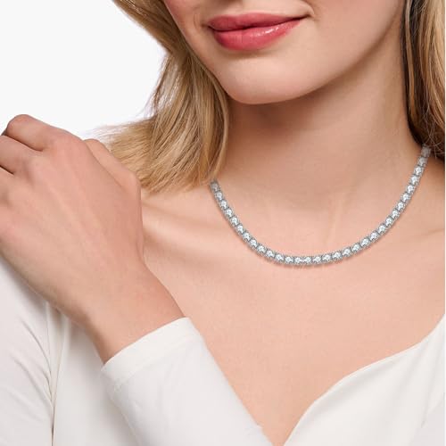 4.0mm Tennis Necklace For Women, 18K White Gold Plated 5A Round Cubic Zirconia Classic Tennis Necklaces 18-inch for Her, Jewelry Gift for Wedding Anniversary Birthday2