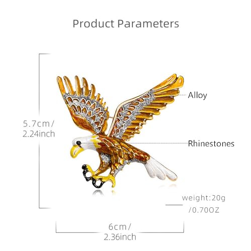 Image of Shiny Eagle Bird Brooch Pin for Women Men Gold Plated Fashion Enamel Flying Animal Brooches Lapel Pins Dainty Hat Bag Suit Dress Accessories Birthday Holiday Festival Jewelry Gift