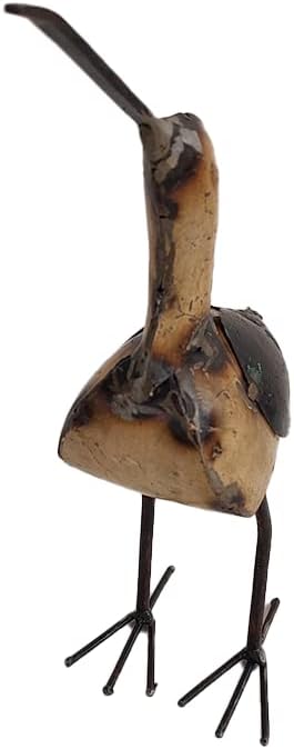 DeKulture Recycled Iron Bird Statue | Indoor & Outdoor Garden Ornament (7x3.5x10.5 Inches)