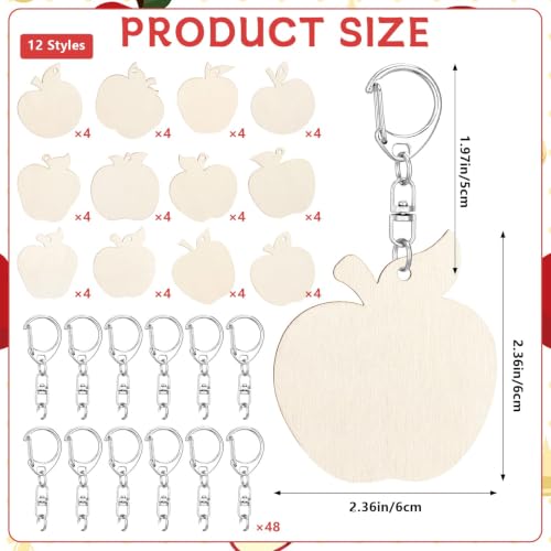 48 Pcs Apples Craft Color Your Own Keychains Jewish New Year Apple Decor by FIONUPI - Used condition - Image 2
