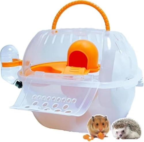AZIEBAY ハムスターキャリーゲージ|小動物用持ち運びケージ|給水器・回し車付き|ハリネズミやハムスターのおでかけ・旅行に最適|通気性◎で安全・快適な飼育環境