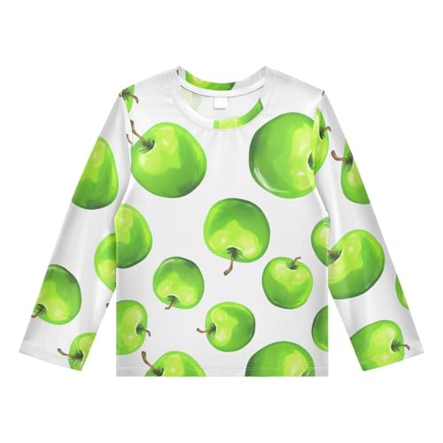 Green Fruit Boy's Rash Guard Swim Shirt Long Sleeve Sun Shirt for Beach Pool Sport UPF50+