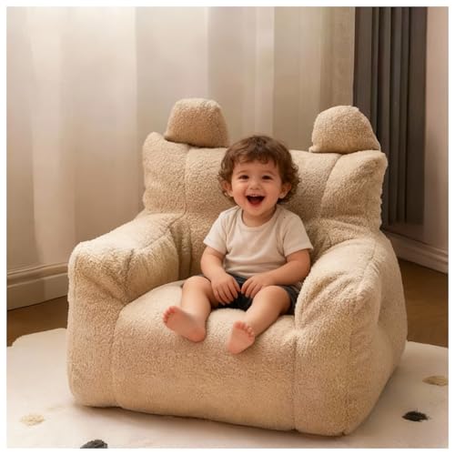 LHOHSRV - LHOHSRV Fauteuil Pouf pour Enfant | Siège au Sol Léger en Polaire Douce avec Garnissage Inclus | Housse Amovible et Lavable | Chaise Confortable pour Chambre ou Salle de Jeux (Braun,50 * 50 * 45cm)