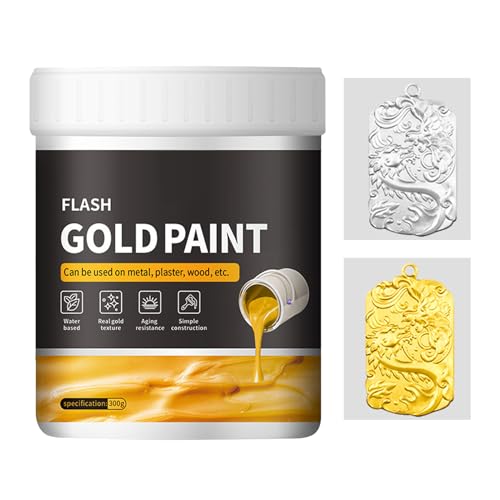 Colorante Oro Hoja Artística – 300 Gramos Sustancia Dorada Creación, Uso Curado Prompt Unidad | Ideal Recubierto Madera Metales Cerámica Novices Expertos
