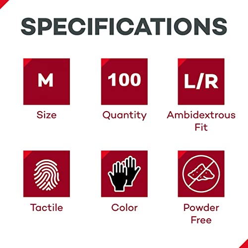 Dealmed Black Nitrile Exam Gloves – Disposable Multi-Purpose Use Medical Gloves Use for First Aid and Medical Facilities, 100 Count (Medium, Pack of 1)