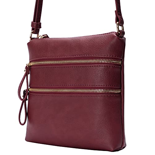 Image of Solene Small Multi Zipper Pocket Crossbody Bag with Adjustable Strap, Lightweight Travel Purse, Daily Small Messenger Pouch