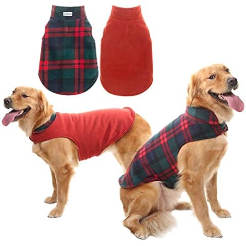 Dog Winter Clothes Reversible Fleece Jacket Warm Coat Windproof Christmas Costume Xmas Gifts for Cold Weather Wearing Cover