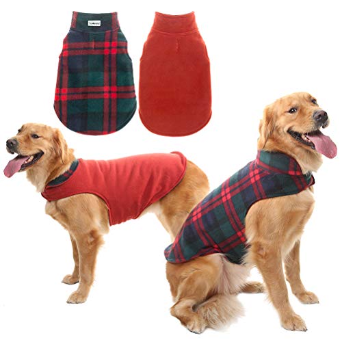 Dog Winter Clothes Reversible Fleece Jacket Warm Coat Windproof Christmas Costume Xmas Gifts for Cold Weather Wearing