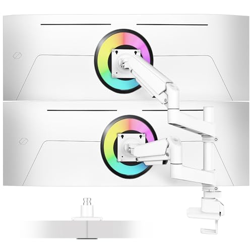 Dual Monitor Arm for 13-49 inch monitors, 44lb weight Capacity, White