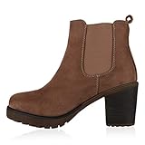 Giralin Giralin Damen Schnürstiefeletten Leicht Gefütterte Plateau Stiefeletten Zierperlen Schuhe Schnallen Boots Nieten Schnürboots 179270 Schlamm 38