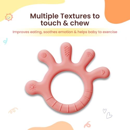 Image of Infantso Finger Shape Soft Silicone Teether for 6+ Months, BPA Free Teething Toy for Babies with Textured Surface for Soothing Gums. 100% Food Grade, No-Choke Design (Finger - Pink)