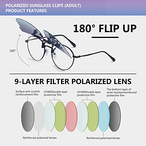 Image of Flip-Up Clip-On Polarized Sunglasses, UV Protection