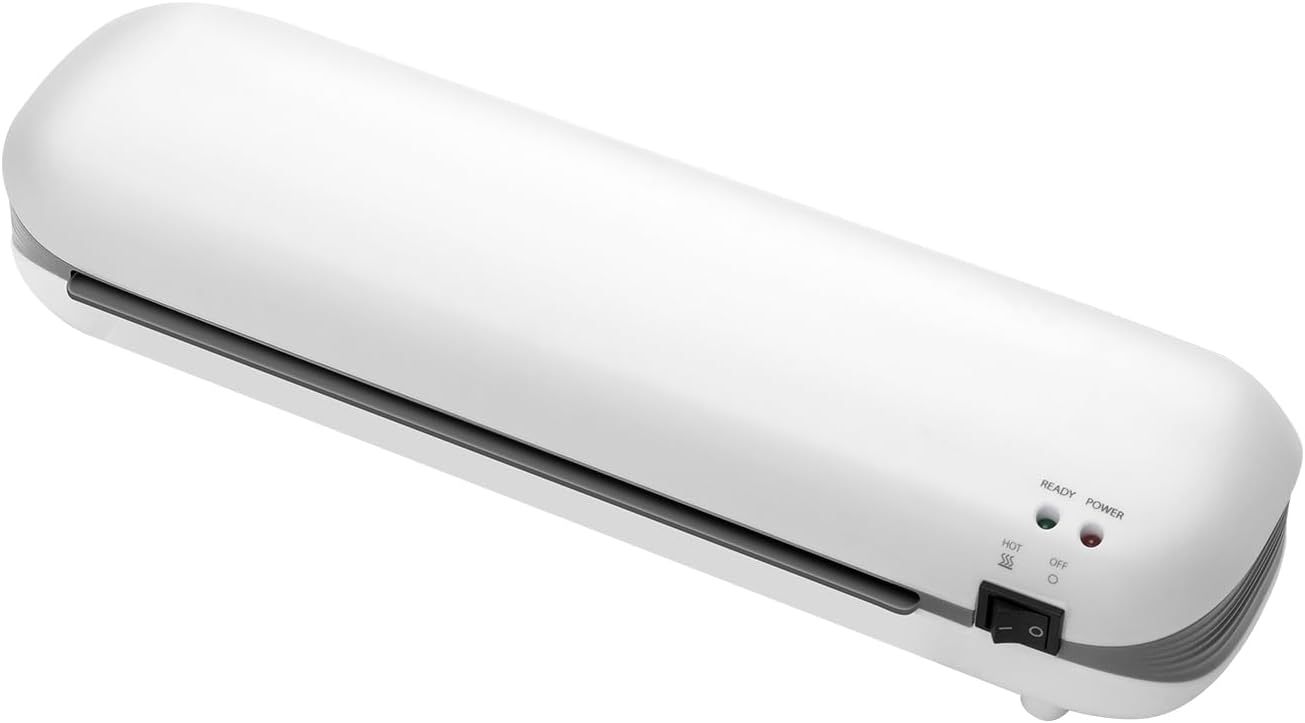 Ön view of Happybuy SL288 Laminator showing power and ready lights, and power switch