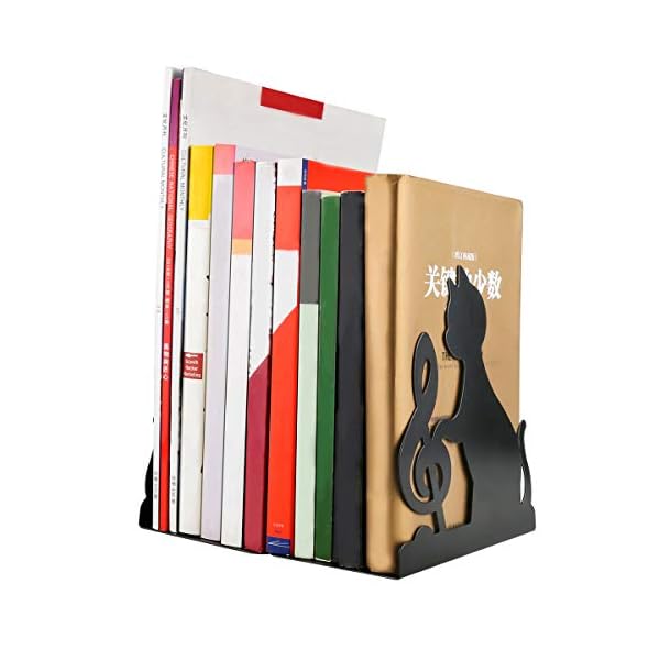Buchstützen, Powcan 1 Paar Buchhalter, Metall Schwarz, Book Ends für Regale,geometrisches Design, Rutschfest 17 * 16… – Bild 9