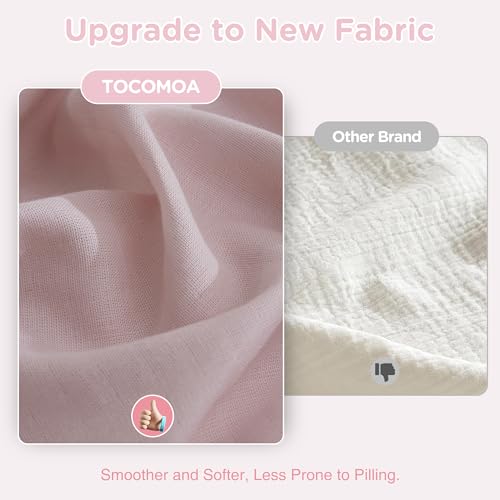 Image of TOCOMOA Muslin Duvet Cover 100% Cotton Like Linen Texture Breathable Soft Comfy 3-Piece Pink Comforter Cover Bedding Set (King 104 inchx90 inch, Comforter Not Included)