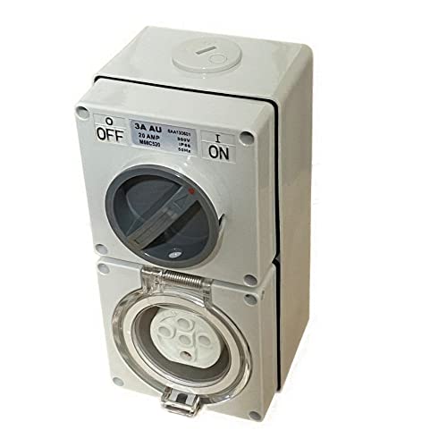 3A AU 5 Round Pin 3 Phase 20A Industrial Combination Switch Socket Outlet 500V