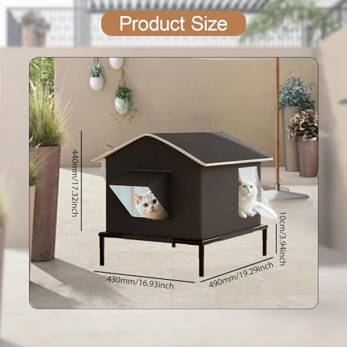 Erhöhtes Katzenhaus, Winddicht, Isoliert, für Den Winter, für Mehrere Katzen, Scheunenterrasse, Ohne Eisbox-3