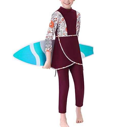 Image of Islamic Swimsuit for Girls 2-Piece Full Cover Hijab Top Burkini Pants Modest Muslim Swimwear Beachwear Bathing Suit