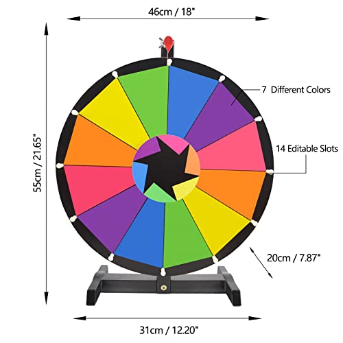 Voilamart 18 Inch Spinning Wheel For Prizes, 14 Slot Tabletop Roulette Wheel With Stand For Fortune Spin Game, Trade Show In Party Pub Carnival Games #TOP3