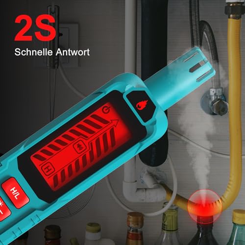 Kiprim Gasleckdetektor, tragbarer Gaslecksuchgerät mit akustischem und visuellem Alarm, H/L-empfindlicher Modus zum Auffinden brennbarer Propanquellen für zu Hause, Batterien im Lieferumfang enthalten