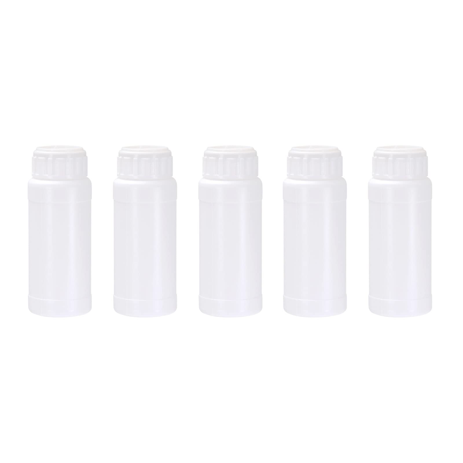 YOKIVE 5 Pcs Chemical Storage Bottle, Chemistry Container with Wide Mouth | Reagent Sample Sealing, Great for Laboratory, Store, Factory (White, 100-ML)