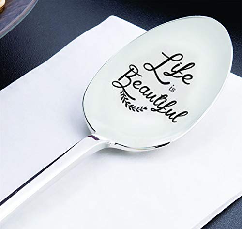 Life Is Beautiful Spoon - Novelty Festival Gift - Filled With Magic - Gifts For Girlfriend - Gifts For Boyfriend - Spoon With Saying Inspiration Quote #TOP2