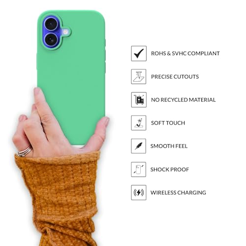 Image of SPRIG Compatible with iPhone 16 Premium SilkMag (Liquid Silicone Magnetic) Back Cover Drop Tested Shock Proof Mobile Case for Men, Women, Boys and Girls with Camera Protection (Pastel Green)