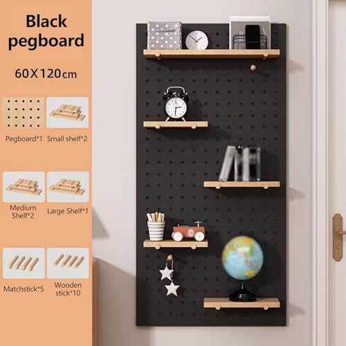 Pegboard Wall Storage Shelf,Pegboard Wall Storage,Pegboard Wall Mount Storage Pegboard with Shelf Rectangular Solid Wood Pegboard for Bedroom Living Room Office Organizer Pegboard (Color : B