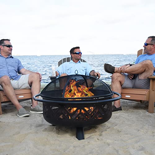 Uniflame Wad1009Sp Oil Rubbed Outdoor Firebowl with Geometric Design