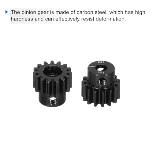 Image of DMiotech M1 15T 16T Steel 5mm Hardened Pinion Motor Gear for RC Car Brushed Replacement Brushless Motors, RC Applications with 2 Pcs Screws & Hex Spanner for DIY RC Boat Drone