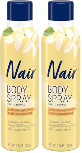 Nair Hair Remover Body Spray, Arm, Leg and Bikini Hair Removal Spray, 7.5 Oz Can (Pack of 2)
