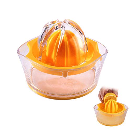 Zitronenorangen-Zitruspresse, manueller Entsafter Handgriff Orangen-Zitronensafthersteller mit Schuppen Transparente Flasche Fruchtpresse Presse