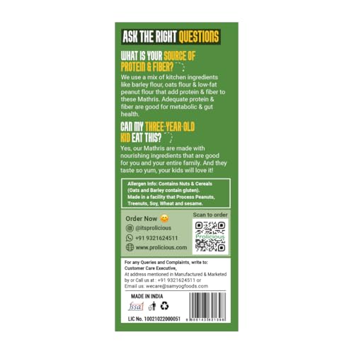 Image of Prolicious Baked Mathri | 10g Protein, High Fiber | Healthy Weightloss Snack | No Palm Oil, No Transfat | Made with Whole Foods | 250g