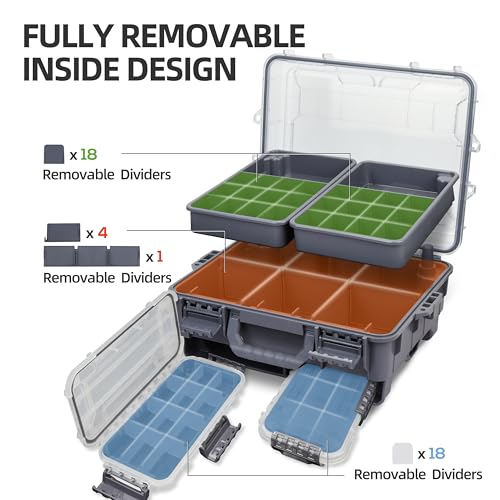 RUNCL Universal Fishing Tackle Box with Two Small Tackle Tray, Removal Inside Design Waterproof Trunk Storage Box, Thicker Floating Airtight Stowaway, Xmas Surprise Fishing Gifts for Men Women by RUNCL - Image 2