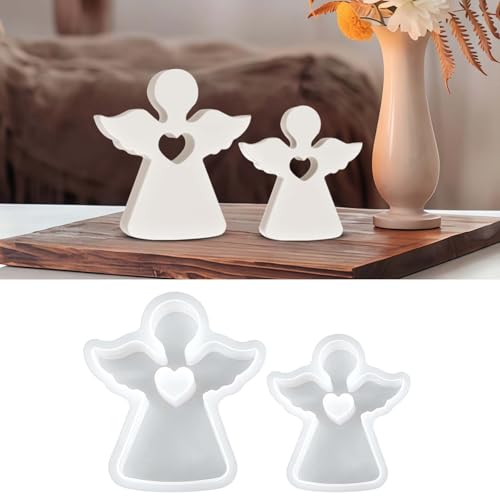 EPODA Silikonformen Gießformen Weihnachten Engel 2 Stück 3D Silikonform Engel Silikonform Weihnachts-Gießform Set für Kerzen Dekoration und Basteln 3D Engel Form aus Silikon (B)