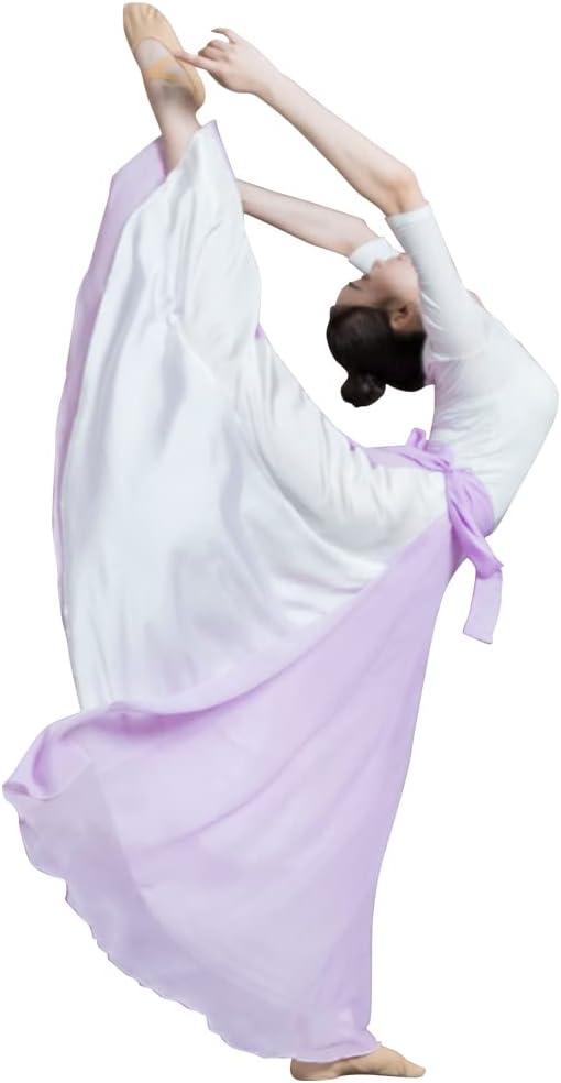 ROYAL SMEELA Women's Lyrical Dance Wrap Skirt - Flowy Maxi Skirts for Ballerina, Modern Contemporary Dance