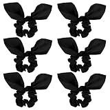 Jaciya Black Hair Ties Silk Bow Scrunchies for Hair Bunny Ears and Tail Scrunchies Hair Accessories for Women