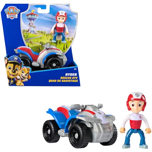 PAW PATROL - Ryder-Figur mit Quad-Rettungsfahrzeug, stabiles Basis-Fahrzeug...